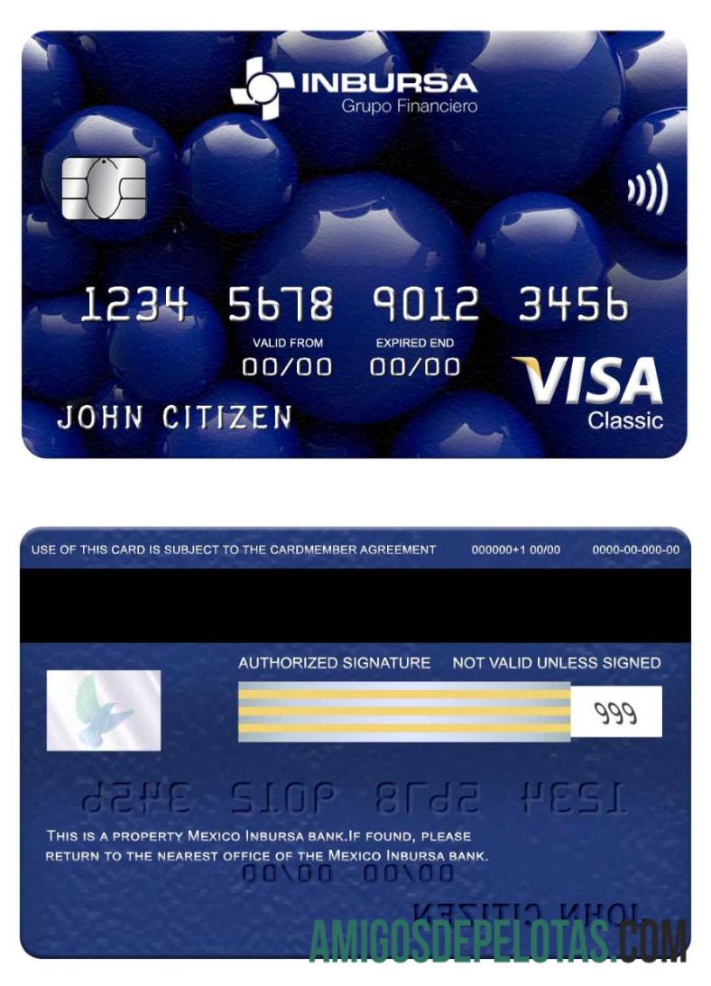 Mexico Inbursa Bank Visa Classic Card download for verification